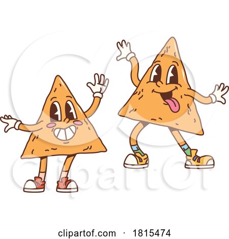 Retro Cartoon Tortilla Chip Characters Clipart by Vector Tradition SM