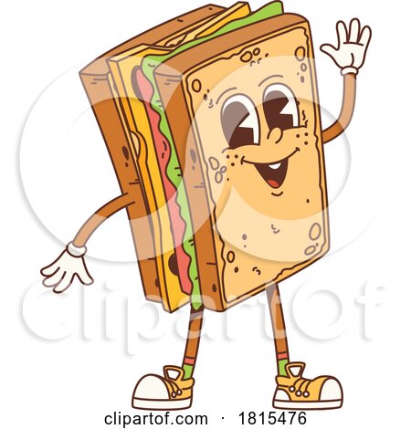 Retro Cartoon Sandwich Mascot Clipart by Vector Tradition SM