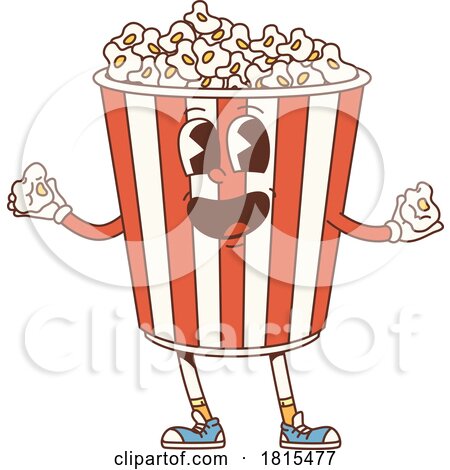 Retro Cartoon Popcorn Bucket Mascot Clipart by Vector Tradition SM