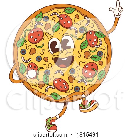 Retro Cartoon Pizza Mascot Clipart by Vector Tradition SM