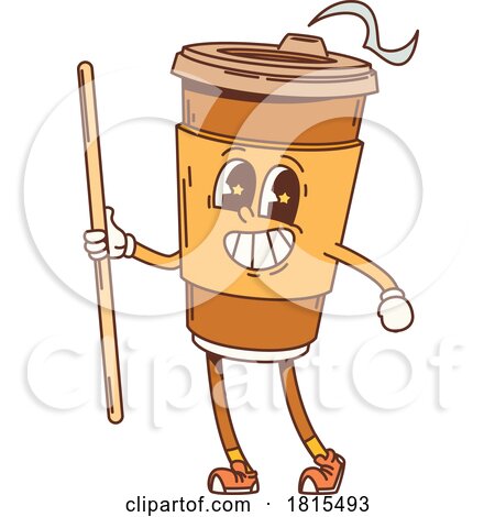 Retro Cartoon Take out Coffee Mascot Clipart by Vector Tradition SM