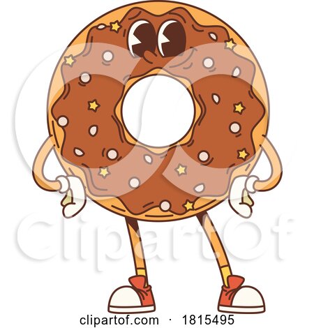 Retro Cartoon Donut Mascot Clipart by Vector Tradition SM