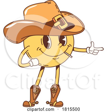 Retro Cartoon Cowboy Emoticon Mascot Clipart by Vector Tradition SM