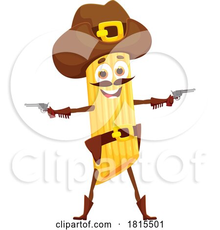 Penne Pasta Cowboy Mascot Clipart by Vector Tradition SM