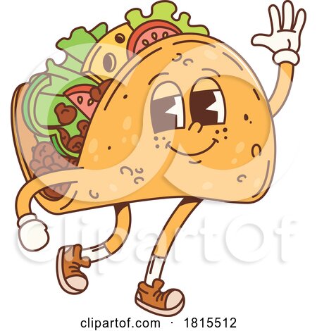 Retro Cartoon Taco Character Clipart by Vector Tradition SM