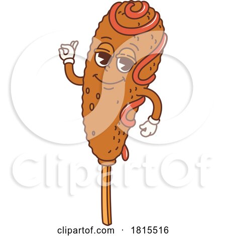 Retro Cartoon Corn Dog Mascot Clipart by Vector Tradition SM