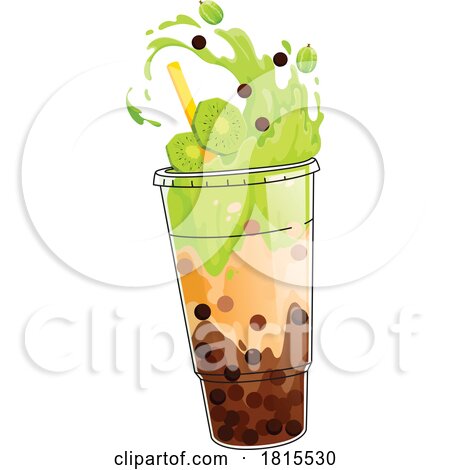 Kiwi Boba Bubble Tea Clipart by Vector Tradition SM