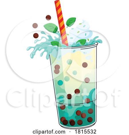 Mint Boba Bubble Tea Clipart by Vector Tradition SM