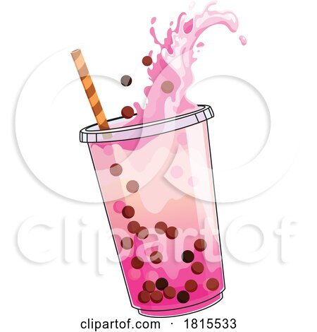 Pink Boba Bubble Tea Clipart by Vector Tradition SM