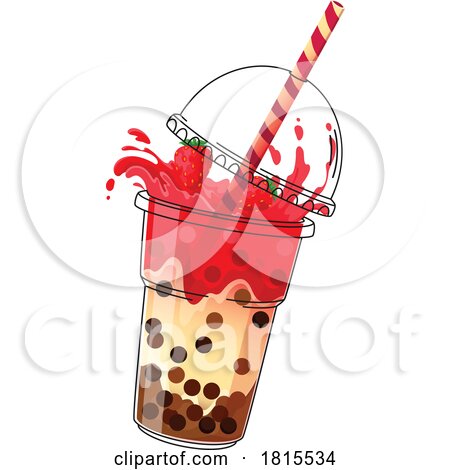 Strawberry Boba Bubble Tea Clipart by Vector Tradition SM