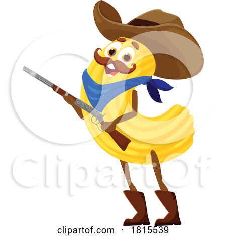 Macaroni Pasta Cowboy Mascot Clipart by Vector Tradition SM