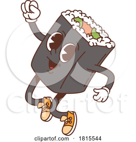 Retro Cartoon Sushi Character Clipart by Vector Tradition SM