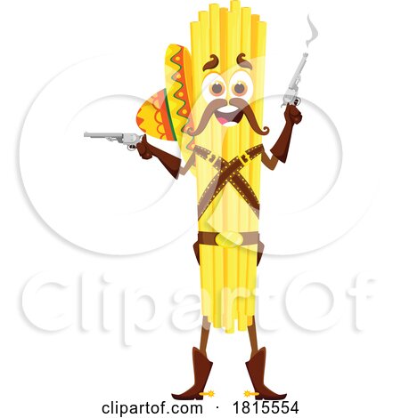 Spaghetti Pasta Bandit Mascot Clipart by Vector Tradition SM