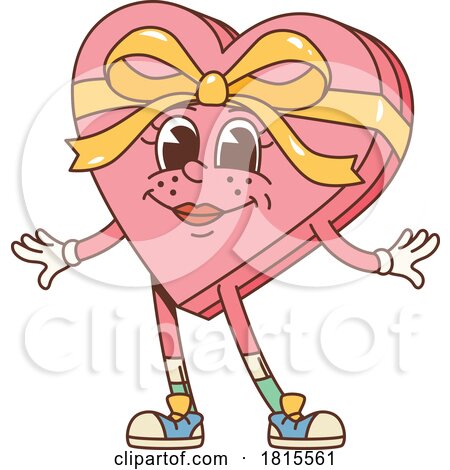 Retro Cartoon Valentines Day Candy Box Character Clipart by Vector Tradition SM