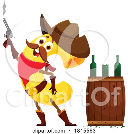 Cavatappi Pasta Cowboy Mascot Clipart by Vector Tradition SM