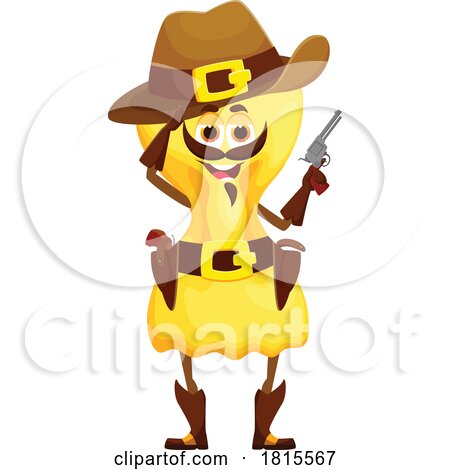 Farfalle Pasta Cowboy Mascot Clipart by Vector Tradition SM