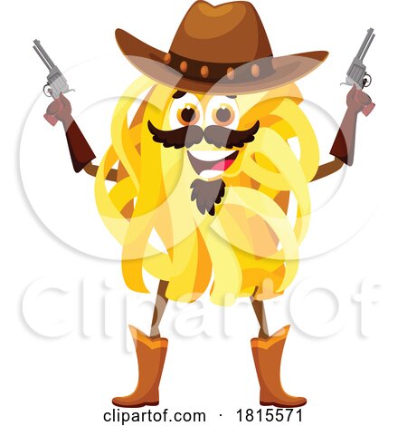 Tagliatelle Pasta Cowboy Mascot Clipart by Vector Tradition SM