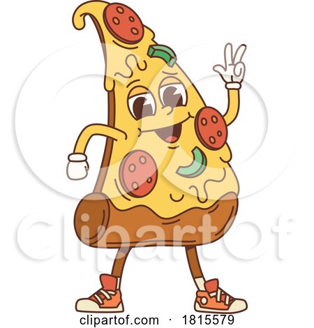 Retro Cartoon Pizza Character Clipart by Vector Tradition SM