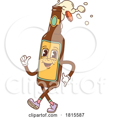 Retro Cartoon Beer Bottle Character Clipart by Vector Tradition SM