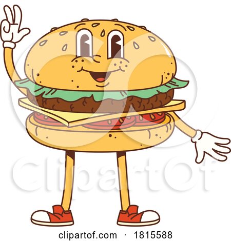 Retro Cartoon Cheeseburger Character Clipart by Vector Tradition SM