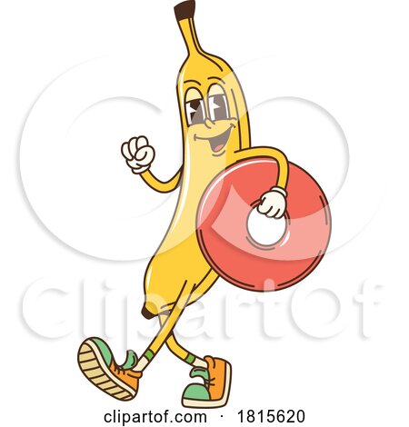 Banana with an Inner Tube Mascot Clipart by Vector Tradition SM