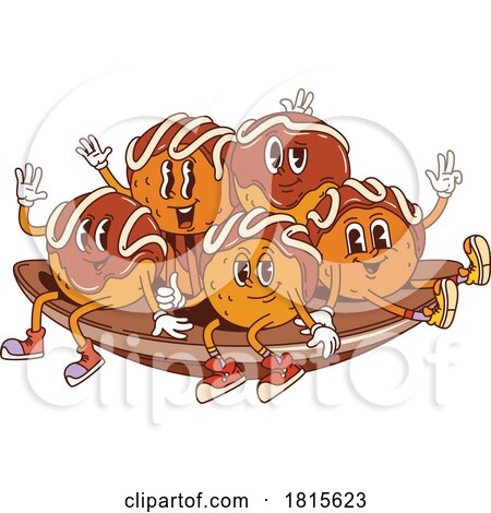 Japanese Takoyaki Balls Food Mascots Clipart by Vector Tradition SM