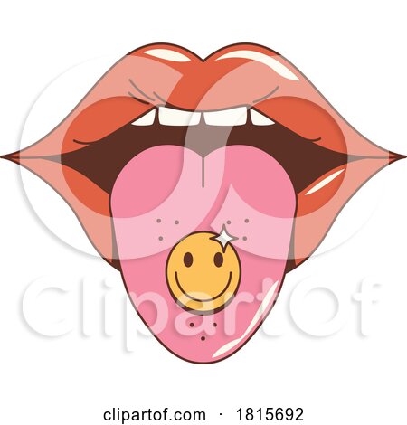 Retro Cartoon Tongue with Smiley Face Mascot Clipart by Vector Tradition SM