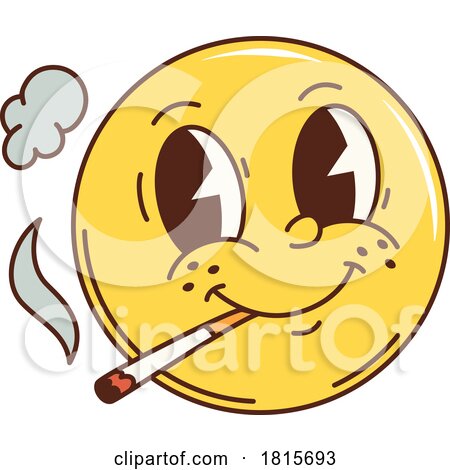 Retro Cartoon Smoking Emoji Clipart by Vector Tradition SM