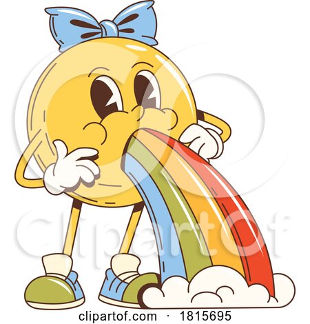 Retro Cartoon Emoticon Vomiting a Rainbow Clipart by Vector Tradition SM