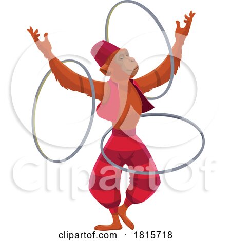 Circus Monkey with Hoops Clipart by Vector Tradition SM