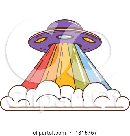 UFO with a Rainbow Beam Clipart by Vector Tradition SM