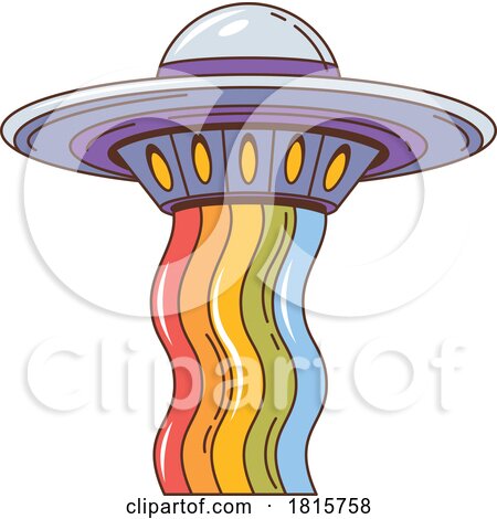 UFO with a Rainbow Clipart by Vector Tradition SM