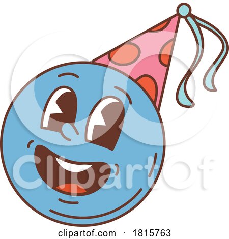 Circle Mascot Wearing a Party Hat Clipart by Vector Tradition SM