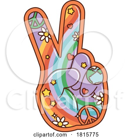 Hippie Hand Gesturing Peace Clipart by Vector Tradition SM