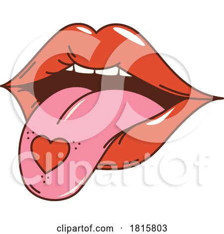 Mouth with Heart on the Tongue Clipart by Vector Tradition SM