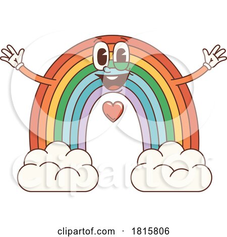 Retro Cartoon Rainbow Mascot Clipart by Vector Tradition SM