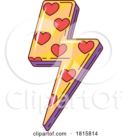 Retro Cartoon Heart Patterned Lightning Bolt Clipart by Vector Tradition SM