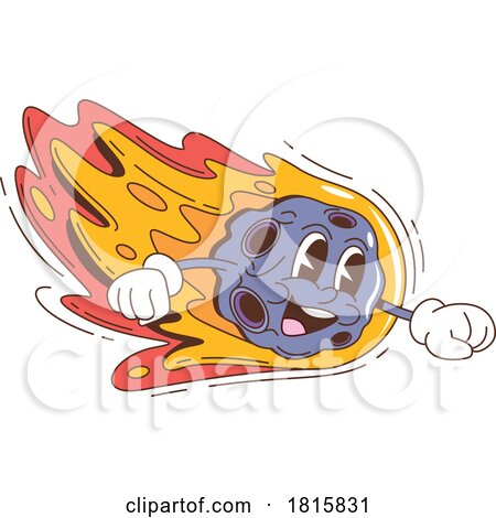 Retro Cartoon Comet Asteroid Mascot Clipart by Vector Tradition SM