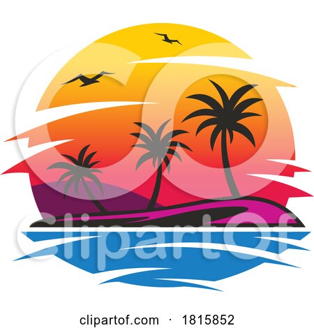 Tropical Island Logo Clipart by Vector Tradition SM