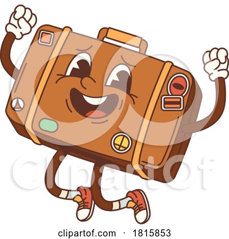 Retro Cartoon Suitcase Mascot Clipart by Vector Tradition SM