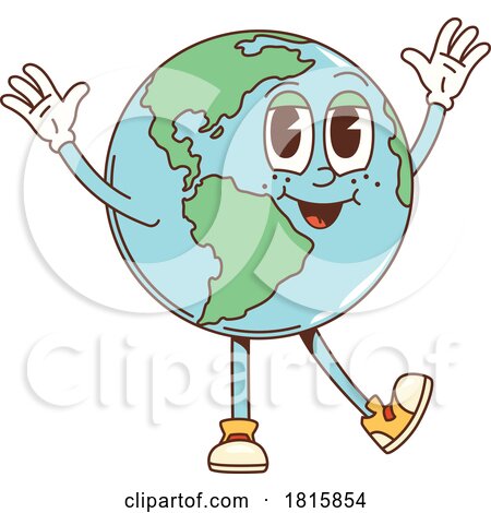 Retro Cartoon Earth Globe Mascot Clipart by Vector Tradition SM