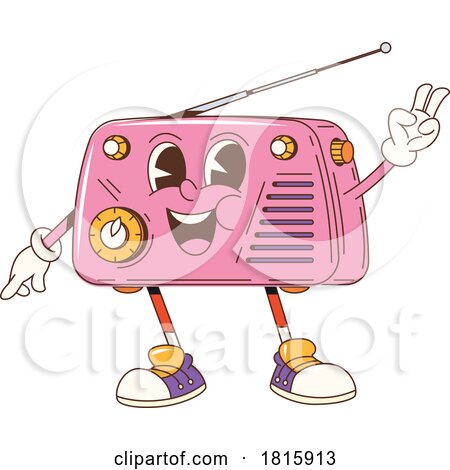 Retro Radio Mascot Clipart by Vector Tradition SM