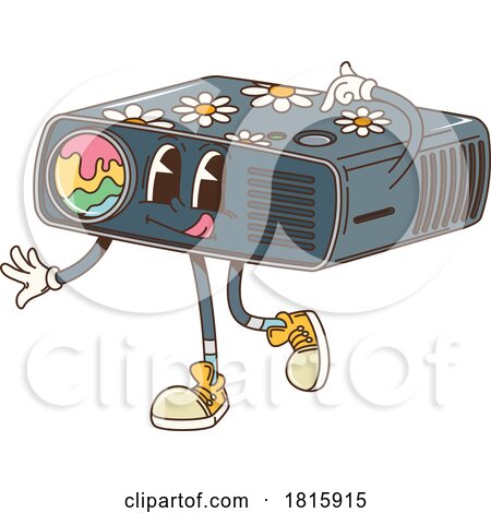 Retro Alarm Clock Radio Mascot Clipart by Vector Tradition SM