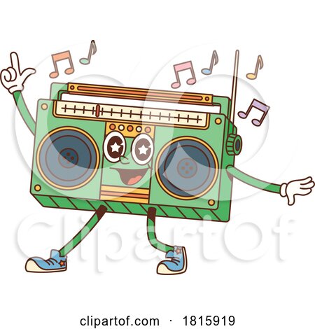 Retro Radio Mascot Clipart by Vector Tradition SM