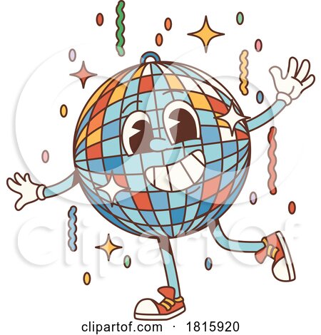 Retro Cartoon Disco Ball Mascot Clipart by Vector Tradition SM