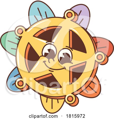 Groovy Floral Sheriff Star Badge Mascot Clipart by Vector Tradition SM