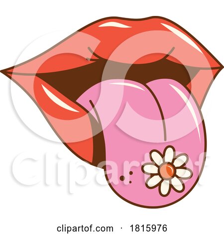 Mouth with Flower on the Tongue Clipart by Vector Tradition SM