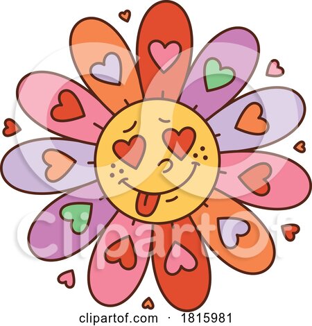 Hippie Flower Mascot Clipart by Vector Tradition SM