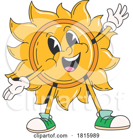 Retro Cartoon Sun Mascot Clipart by Vector Tradition SM