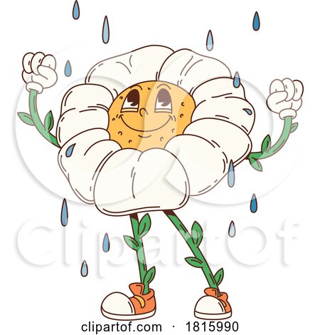 Flower Mascot in Rain Clipart by Vector Tradition SM